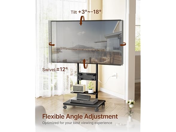 ECOTINY Rolling TV Stand 37-75" - Black