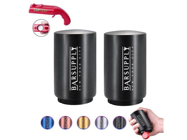 BARSUPPLY MQ-2-POPCAP-BLK 2-Pack Magnetic Beer Bottle Op