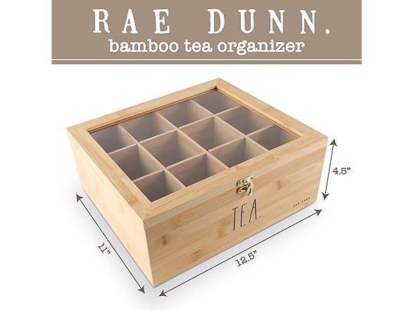 Rae Dunn Tea Bag Organizer Bamboo