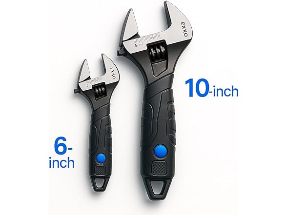 EXXO 4004 2 pc Adjustable Wrench Set WITH GRIP