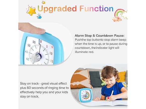 Secura 60-Minute Visual Timer (Blue & Cloud)