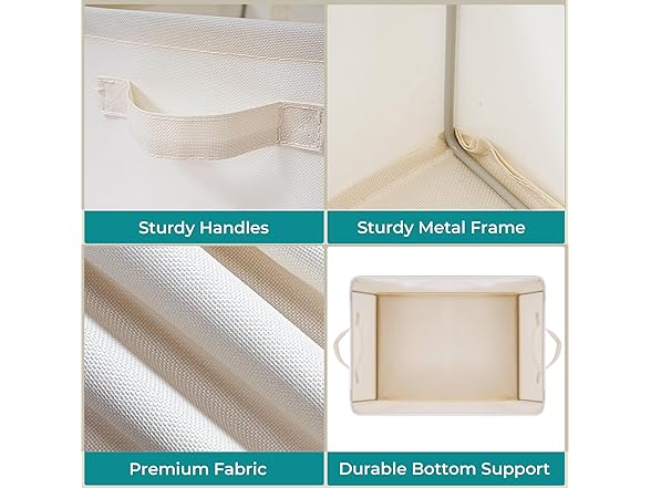 STORAGEIDEAS Storage Basket Bins with Metal Frame 15-Pack, Beige