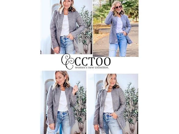 Cctoo Women (L) Coat Casual Open Front Long Jacket