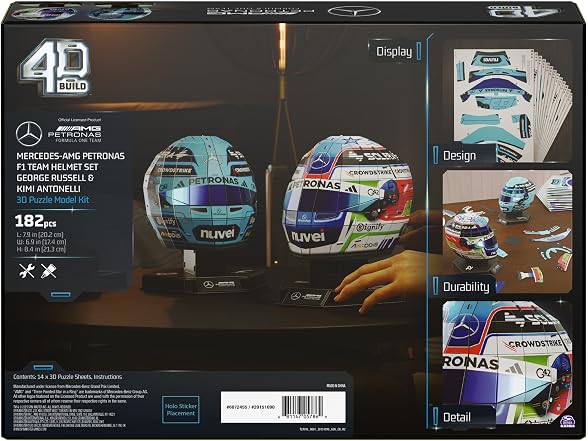 4D Build, Mercedes-AMG F1 Helmet Set 3D Model Kit