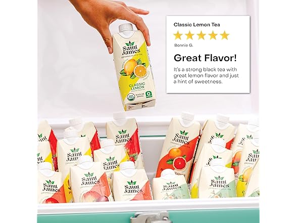 12Pk Saint James Organic Black Tea, Classic Lemon