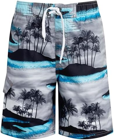 Kanu Surf Boys' Line Up Quick Dry UPF 50+ Beach Swim Trunk, Islands Black/Aqua, 3T