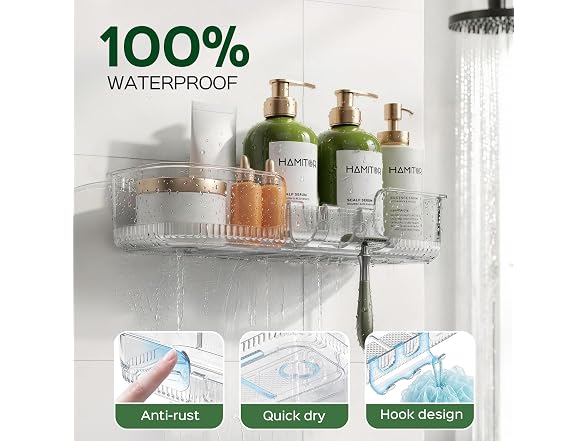 HAMITOR 2 Piece Adhesive Shower Caddy