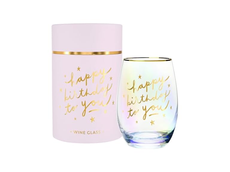 Stemless Wine Glass Happy Birthday To You
