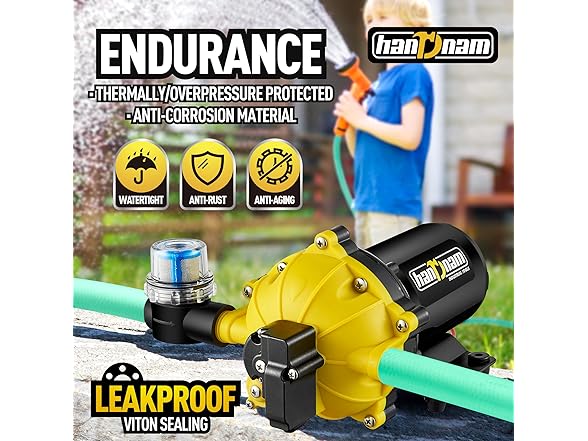 Handnam RV Water Pump - 6.5GPM 70PSI 12V DC, Fi