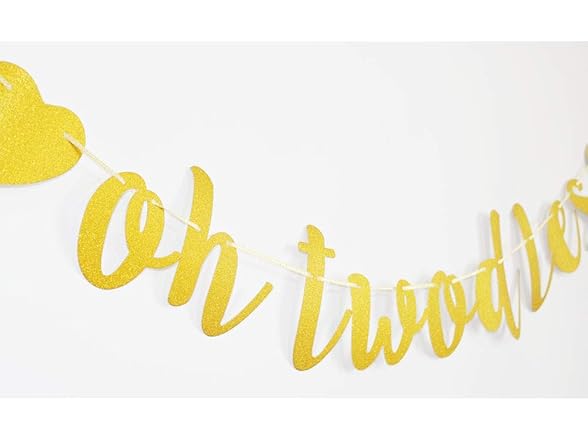 Oh Twodles with Two Gold Hearts Banner