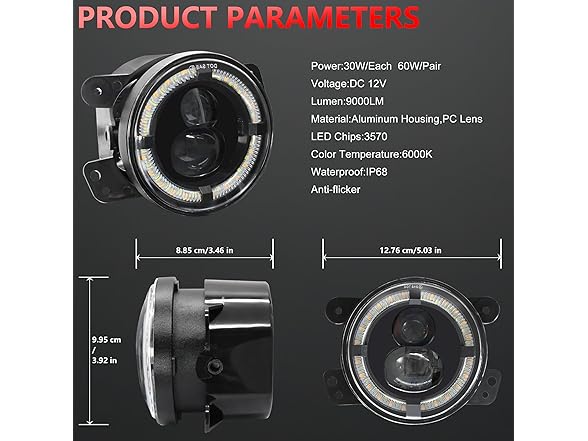 TopAutoGear 4 Inch Round LED Fog Lights