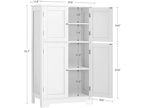 TEENFON Bathroom Floor Storage Cabinet