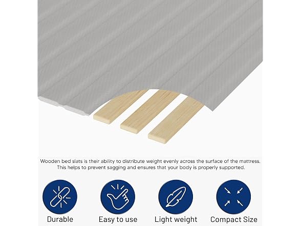 Greaton, 0.75-Inch Vertical Wooden Bunkie Board/Bed Slats, King, Grey