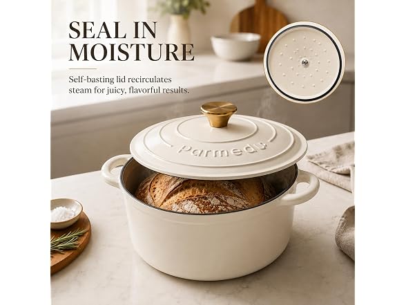 Parmedu 5.5QT Enameled Cast Iron Dutch