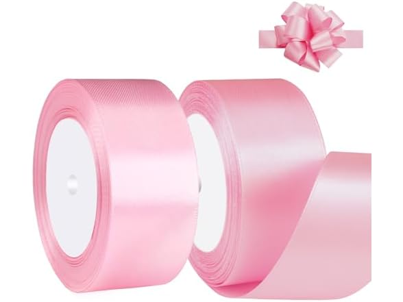 SUTOUG Pink Satin Ribbon 1 1/2 Inch x 2 Rolls