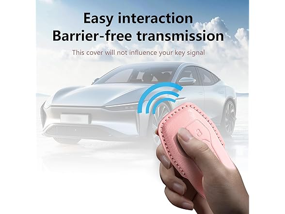 Riasot Leather Key Fob Cover Ford Pink