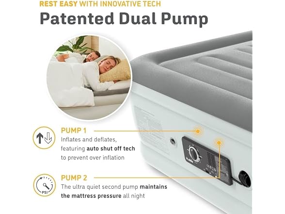 Huddle Air Bed, Inflatable Mattress, Built-In Pump