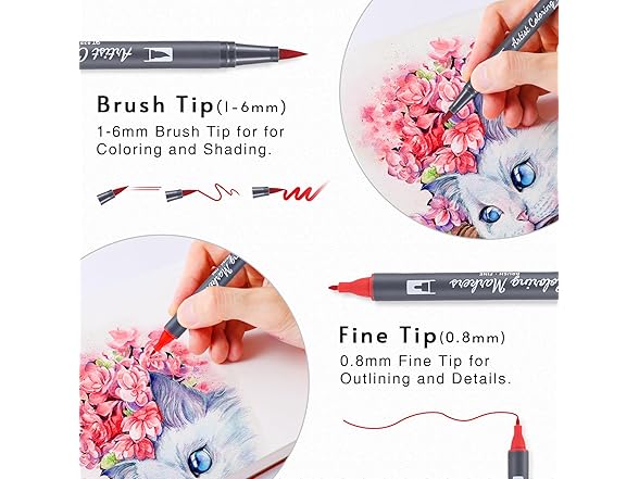 TOSHARE Dual Tip Watercoloer Makers