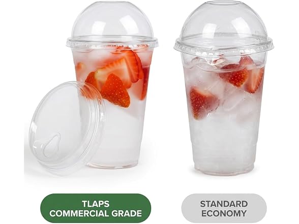 TLAPS 24 oz Clear PET Plastic Cups with Sip Lids 100 Sets 