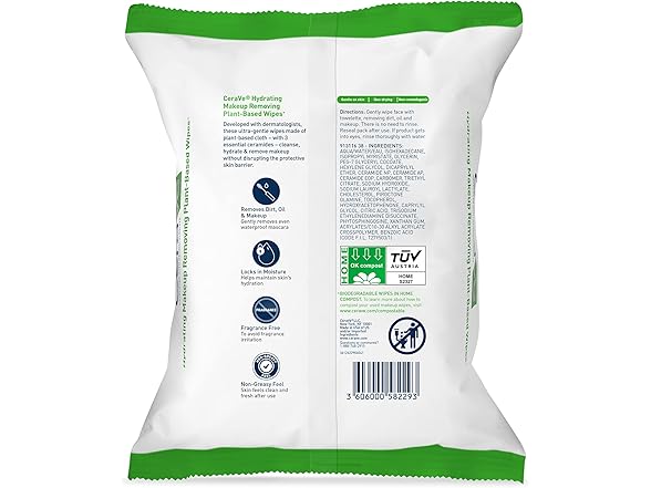 CeraVe Makeup Remover Wipes Plant Based 25ct