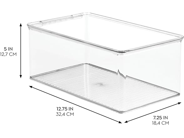 iDesign Plastic Stackable Organizer Box with Lid
