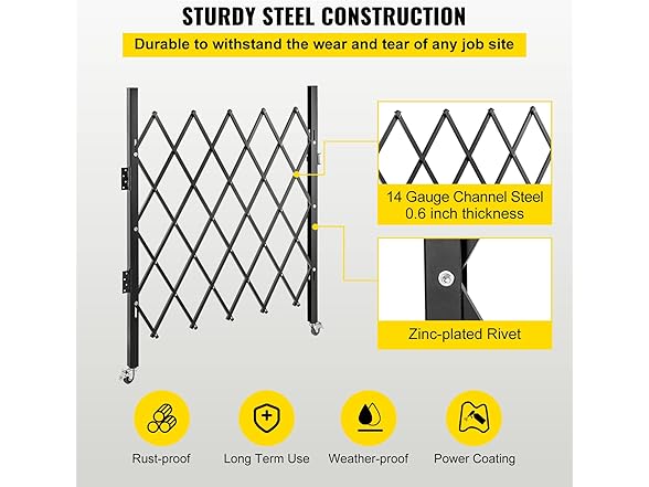 VEVOR Single Folding Security Gate, 5' H x 5-1/2' W