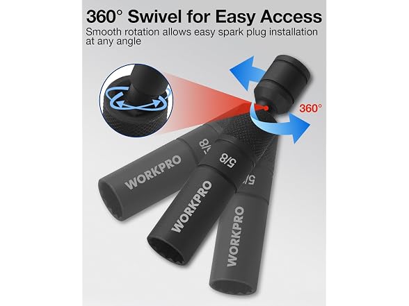 WORKPRO 5/8" Swivel Magnetic Spark Plug Socket 12pt