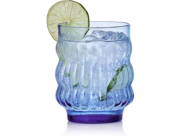 Mikasa Waves Colorful Optic Stackable Rocks Glasses, Set of 4