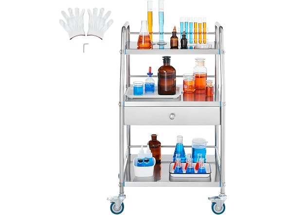 VEVOR Lab Serving Cart, 3 Layers