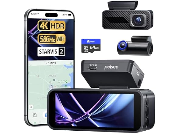 Pelsee P1 Pro 4K Dash Cam | 3.39" Screen