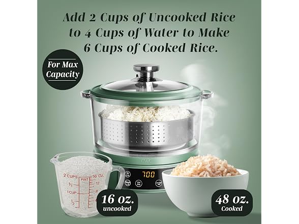 COOK WITH COLOR Glass Mini Low Carb Rice Cooker 