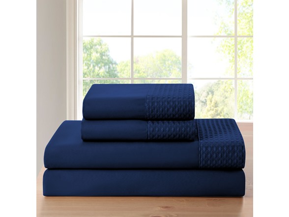 Rayon From Bamboo 4Pc 1800 Count Waffle Hem Sheet Set
