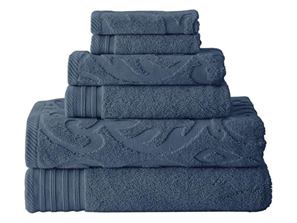 Modern Threads 6 piece Jacquard/Solid Towel Set