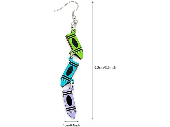 Colorful Three section Crayon Earrings
