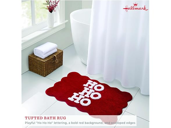 Hallmark Holiday Bath Rug Ho Ho Ho Red