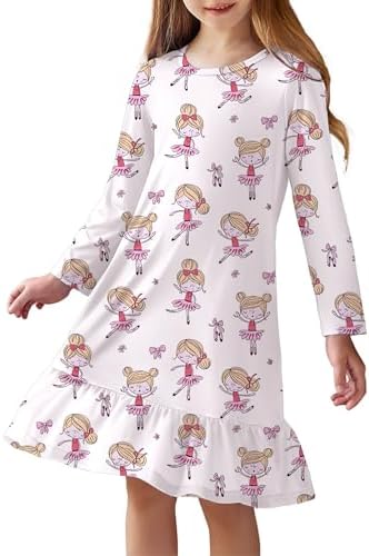 Girls Long Sleeve Cute Nightgown