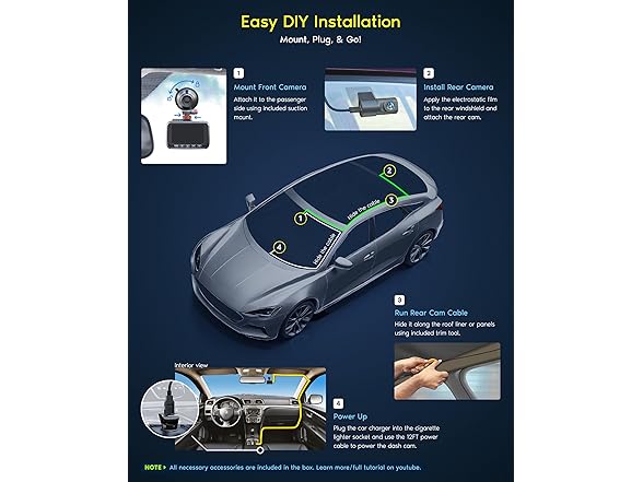 ROVE R2-4K DUAL Dash Cam Front and Rear