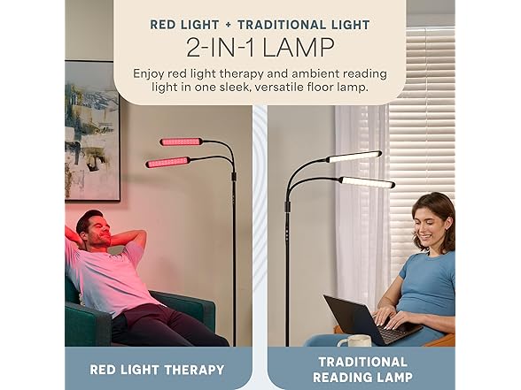 Lifepro LumaGlow Duo Home Reading and Redlight Floor Lamp