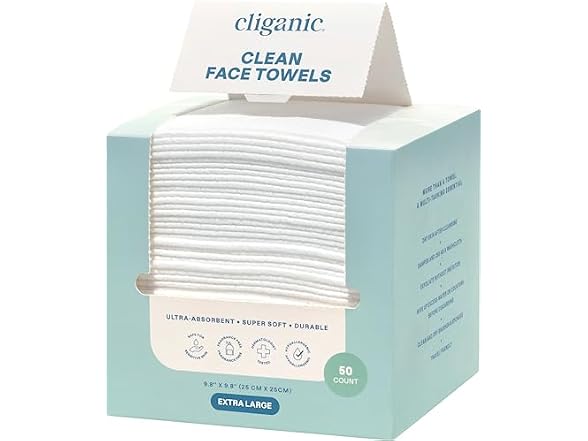 Cliganic Clean Face Towels XL Disposable Ultra