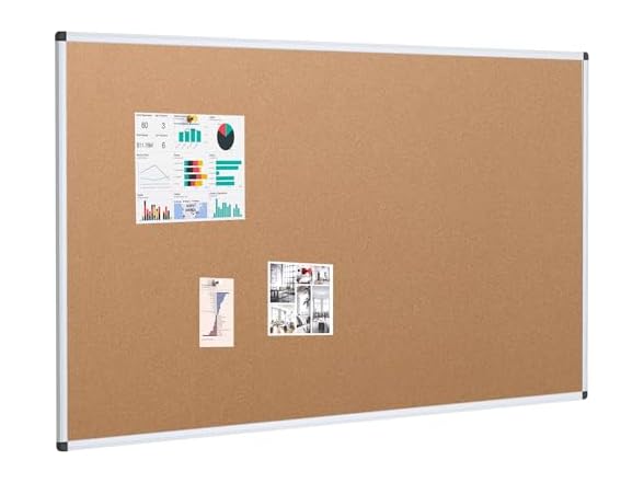 VIZ-PRO Cork Board, 72x40", Silver Frame
