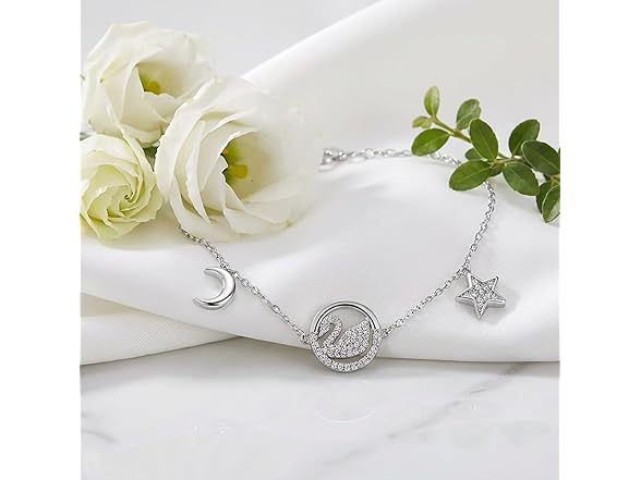 Namomi Silver Swan Bracelet Moon Stars