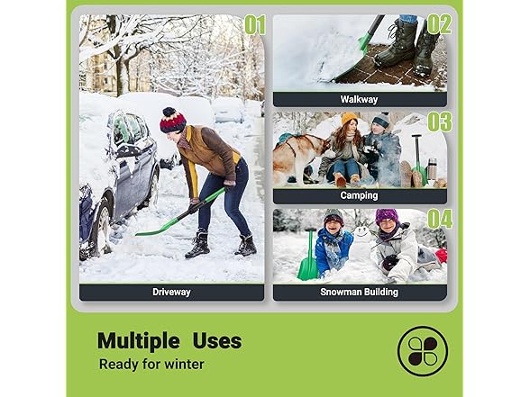 VOLTASK 31'' Compact Snow Shovel with Ice Scraper