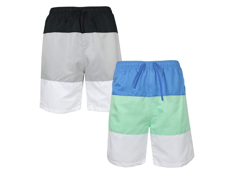 Men's 2-Pack Quick Dry Swim Board Shorts With Color Panel Patch Design (Sizes, S-2XL)