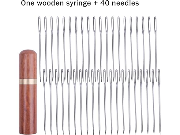 Jdesun Wooden Needle Case with 40 Pieces