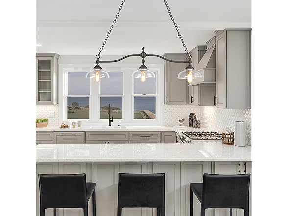 3-Light Kitchen Island Chandelier Black