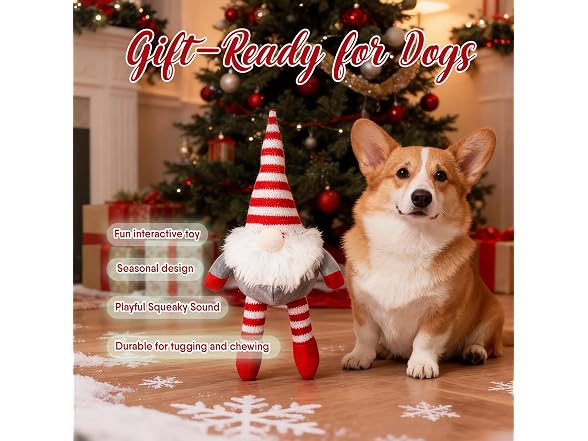 Bow Wow Pet Xmas Knitted Gnome Plush Dog Toy