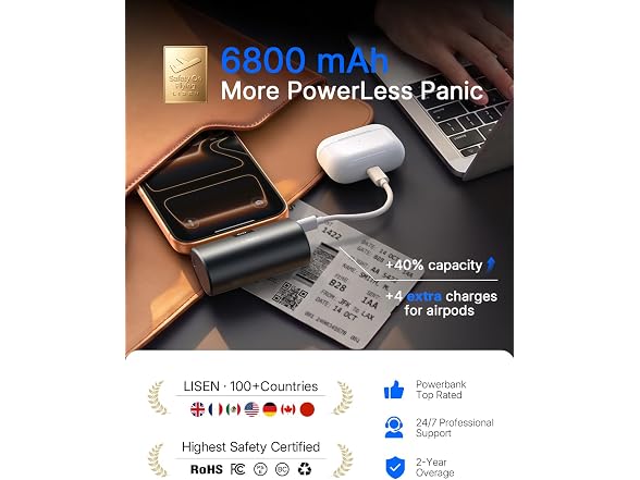 LISEN 6800mAh Mini Capsule Power Bank