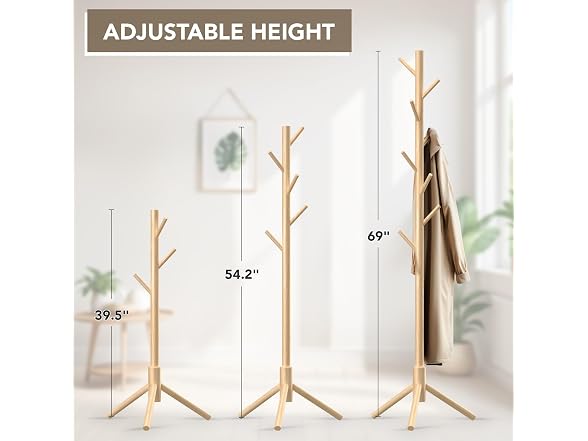 Hupmad 8-Hook Adjustable Coat Rack