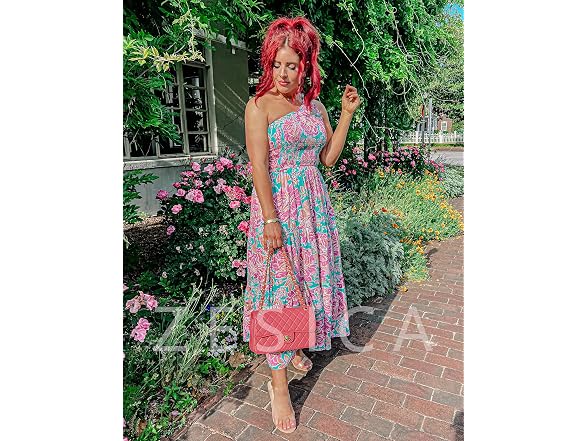 Zesica Women (XL) Summer One Shoulder Midi Dresses