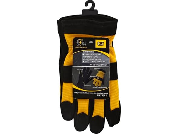 CAT Men's Split Leather Thermal Lined Winter Work Gloves